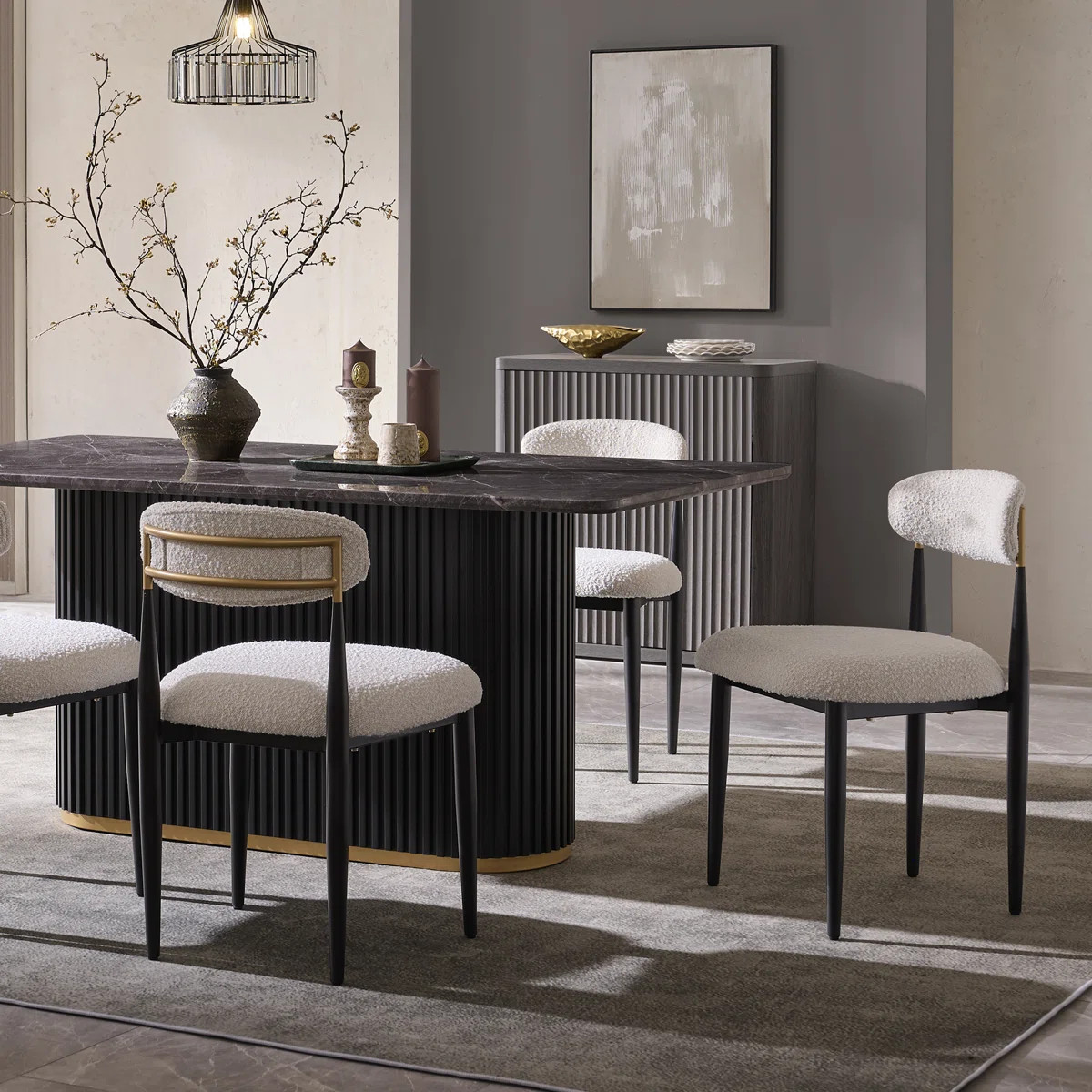 Boucle Upholstered Dining Chairs (Set of 2) (Set of 2) | Wayfair North America