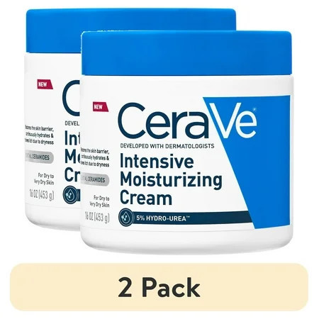 (2 pack) CeraVe Intensive Moisturizing Cream, Hydrating Body Moisturizer for Very Dry Skin, 16 oz | Walmart (US)