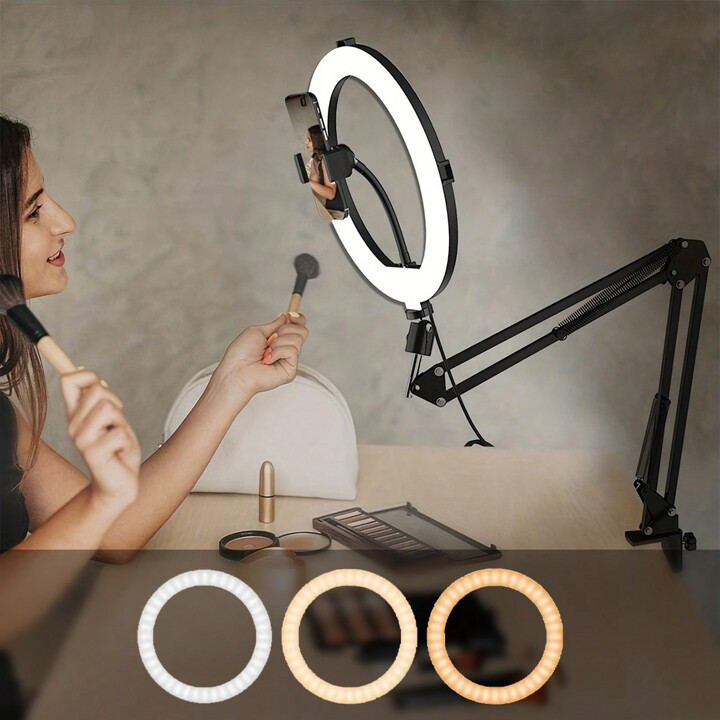 10" Ring Light With Phone Mount Arm Stand And Mobile Holder, Adjustable Angle, Suitable For Video... | SHEIN