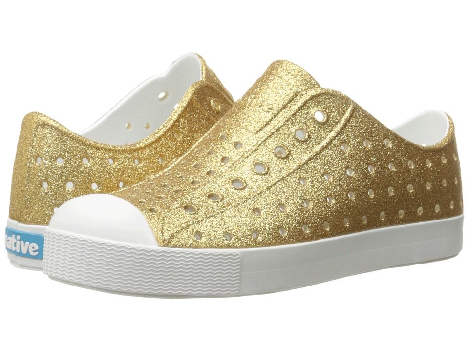 Native Kids Shoes - Jefferson Bling Glitter (Little Kid/Big Kid) (Gold Bling/Shell White) Girls Shoes | Zappos