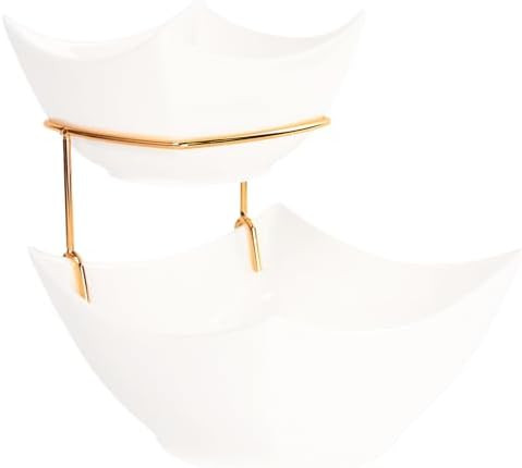 Tiered Serving Bowl Set, Square 2 Tier Chip and Dip Bowls with Stand, for Nuts, Salsas, Food Tray... | Amazon (US)