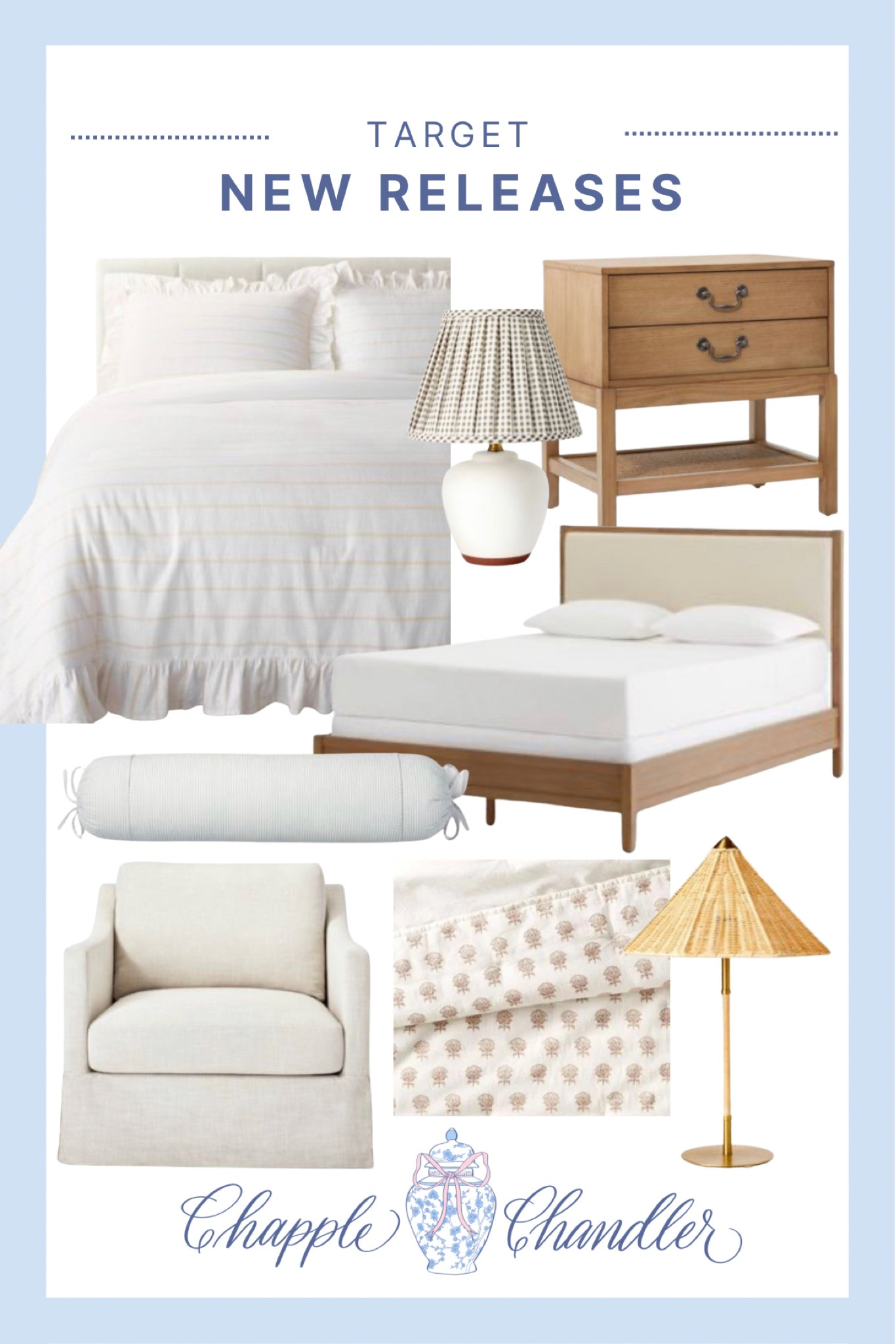 Target NEW RELEASES !
Shop them now before they’re gone! Designer target collection preppy grandmillennial ruffle bedding nightstand bedside table chest bed wicker lamp gingham lamp shade block print bedding armchair ivory cream wood bolster pillow 

#LTKFind #LTKunder100 #LTKhome