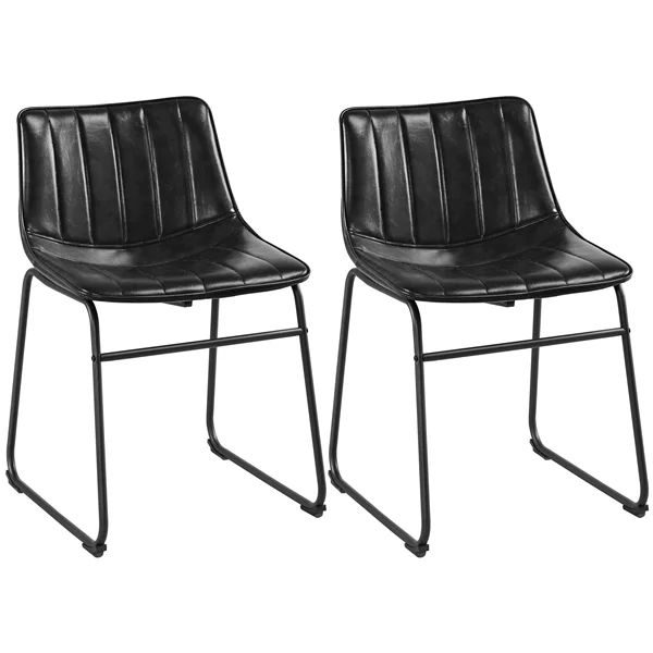 Easyfashion Pack of 2 Industrial Armless Dining Chairs Coffee Chairs Black | Walmart (US)
