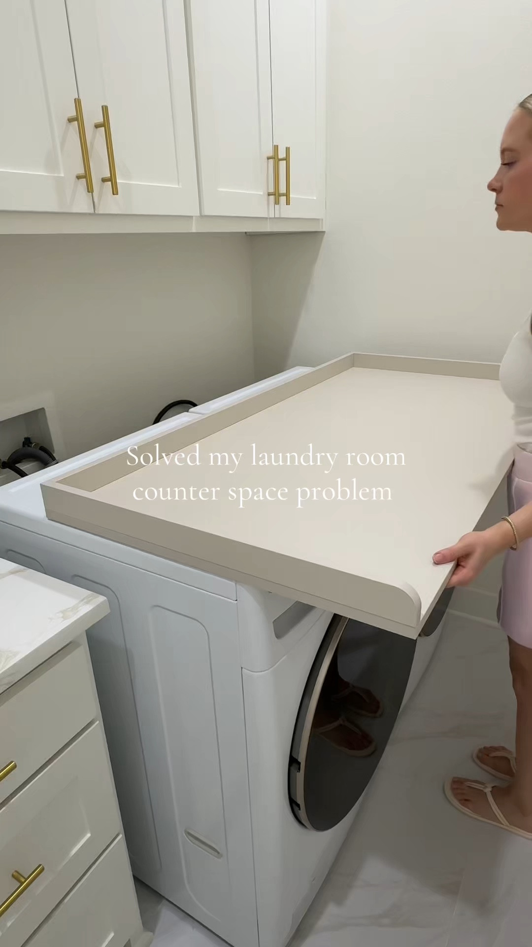 If you have a laundry room with zero counter space, this countertop that fits right over your washer & dryer is the solution you didn’t know you needed 🤍 instantly gave me a full folding station and it just makes the whole space work better for us! 

#LTKSaleAlert #LTKHome