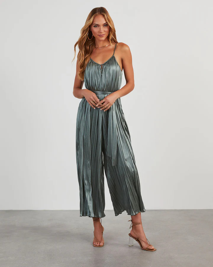 Here To Play Satin Pleated Jumpsuit | VICI