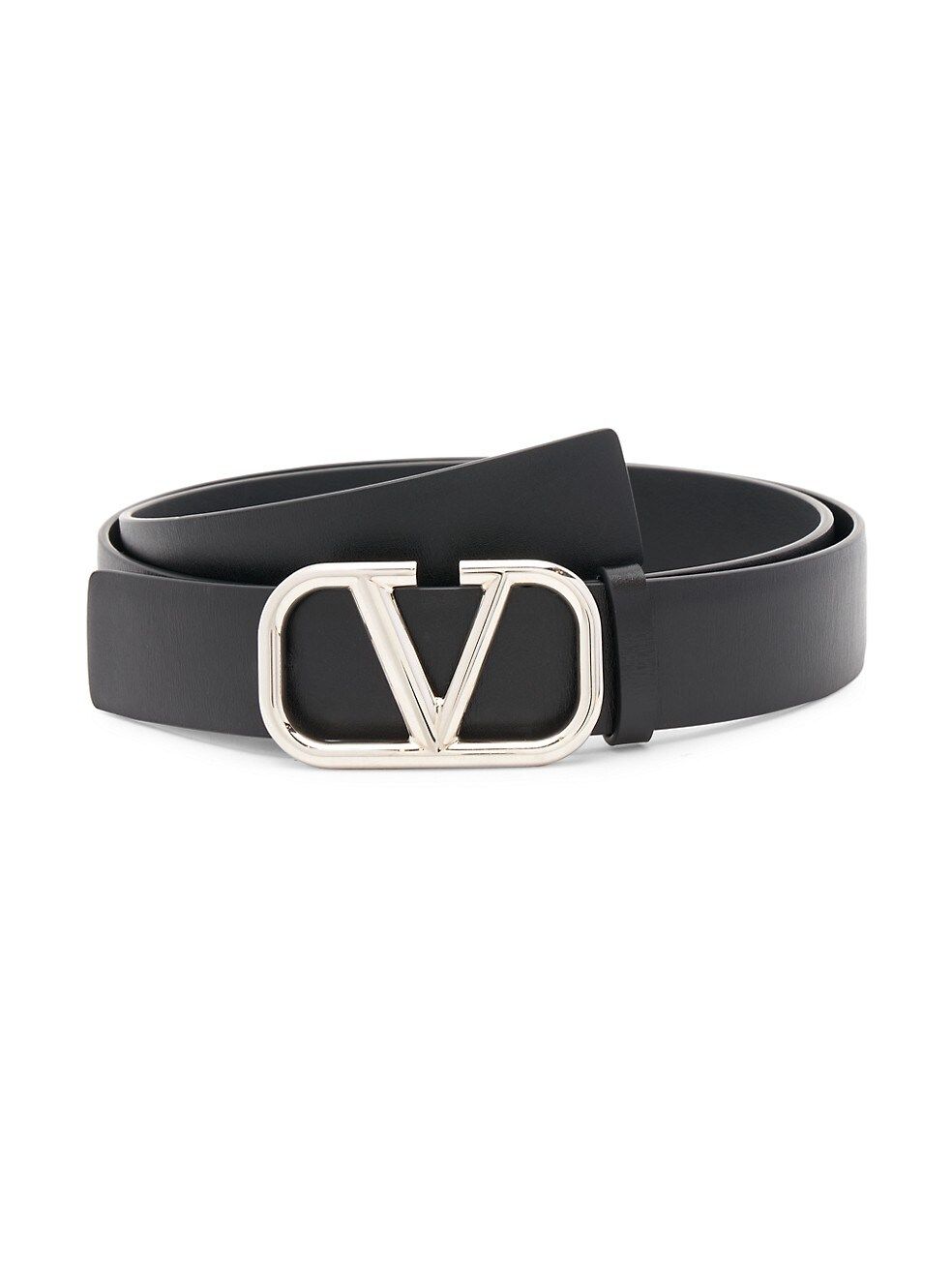 V Logo Buckle Leather Belt | Saks Fifth Avenue