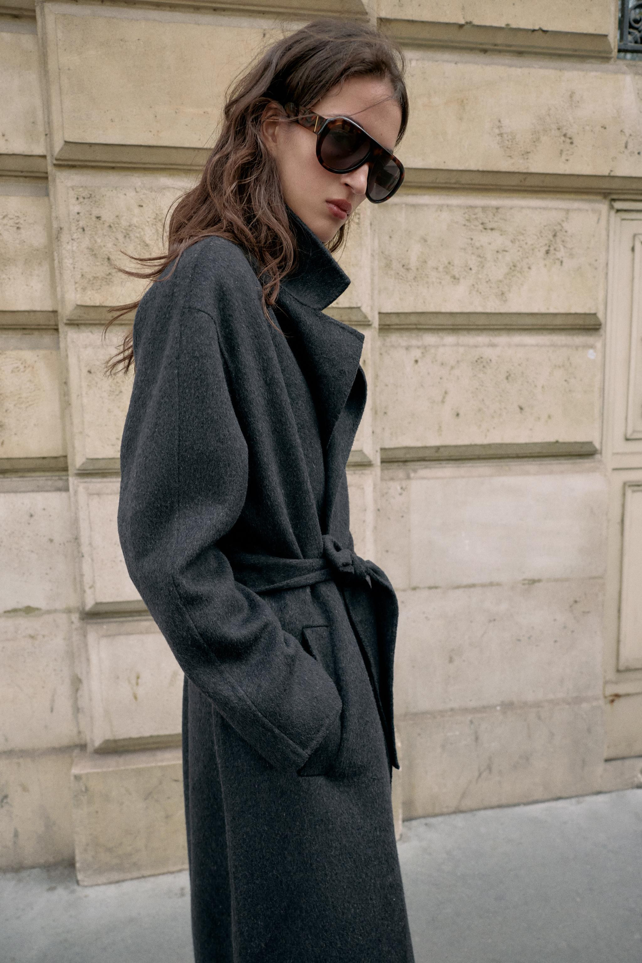 LONG WOOL COAT WITH BELT | Zara UK
