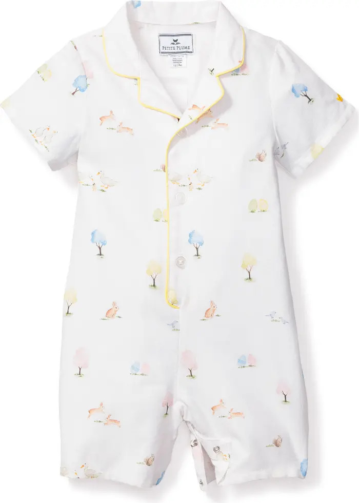 Petite Plume Easter Gardens Short Pajama Romper | Nordstrom | Nordstrom