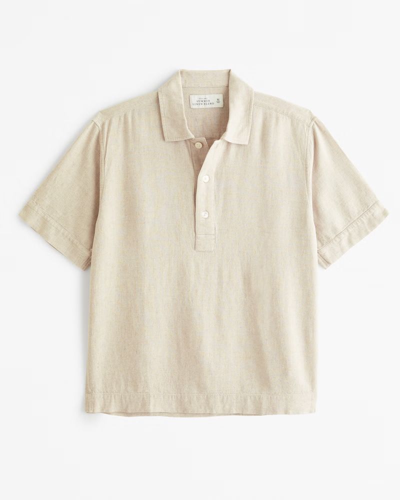 Men's Summer Linen-Blend Popover | Men's Tops | Abercrombie.com | Abercrombie & Fitch (US)