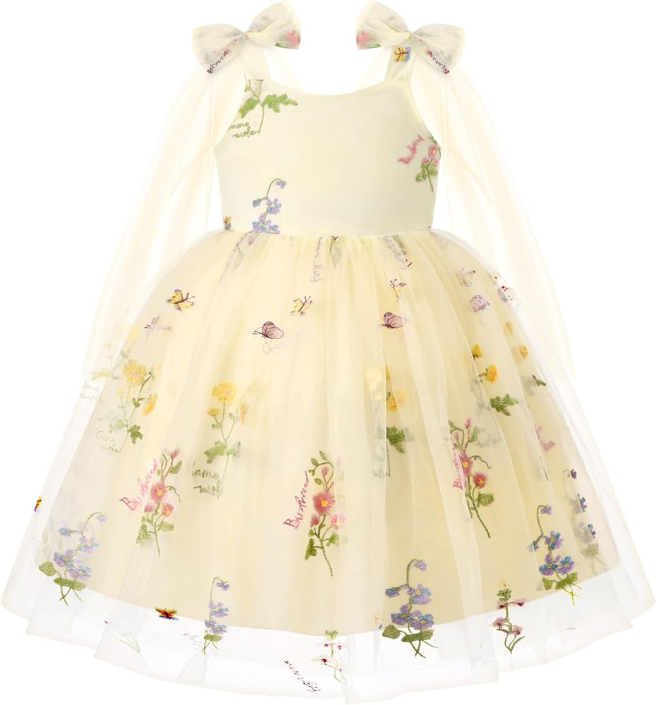 Toddler Girl Dress Flower Tulle Fairy Dress Summer Smocked Dresses for Little Girls Birthday Wedd... | Amazon (US)