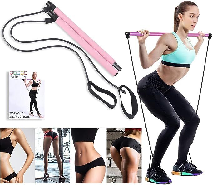 Artoflifer Exercise Resistance Band Yoga Pilates Bar Kit Portable Pilates Stick Muscle Toning Bar... | Amazon (US)