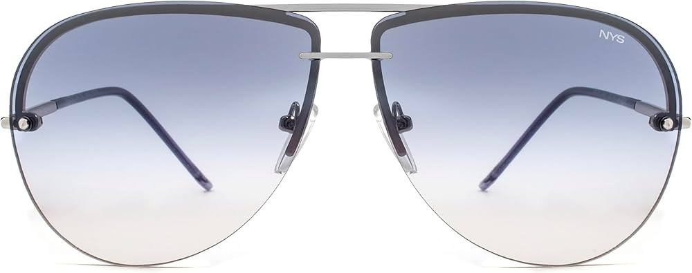 NYS Collection Aviator Sunglasses for Women & Men Medium Fit Thin Metal Frame Gradient Mirror Len... | Amazon (US)