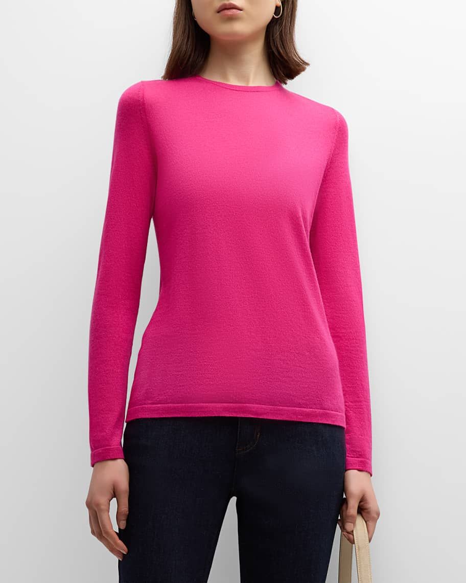 Neiman Marcus Cashmere Collection Cashmere Superfine Crewneck Top | Neiman Marcus