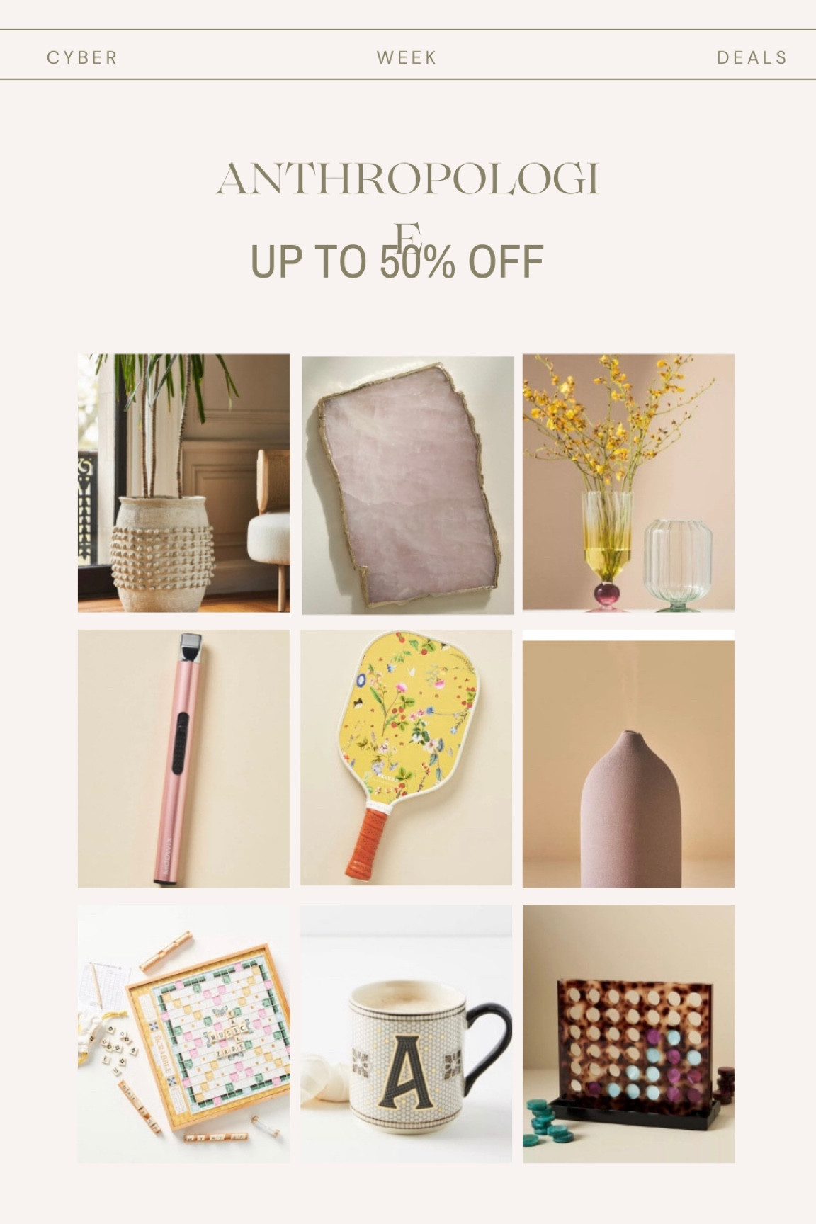 Anthropologie cyber week - up to 40% off. These made the best gifts for you girlfriends or mom! 

#LTKCyberWeek