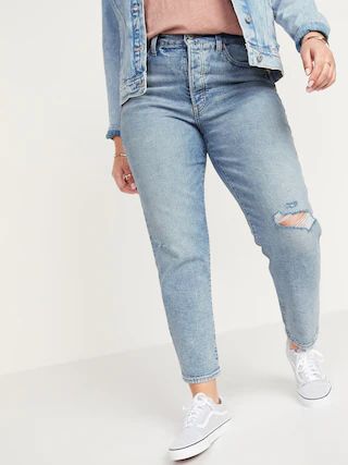 High-Waisted O.G. Straight Button-Fly Ripped Jeans for Women | Old Navy (US)