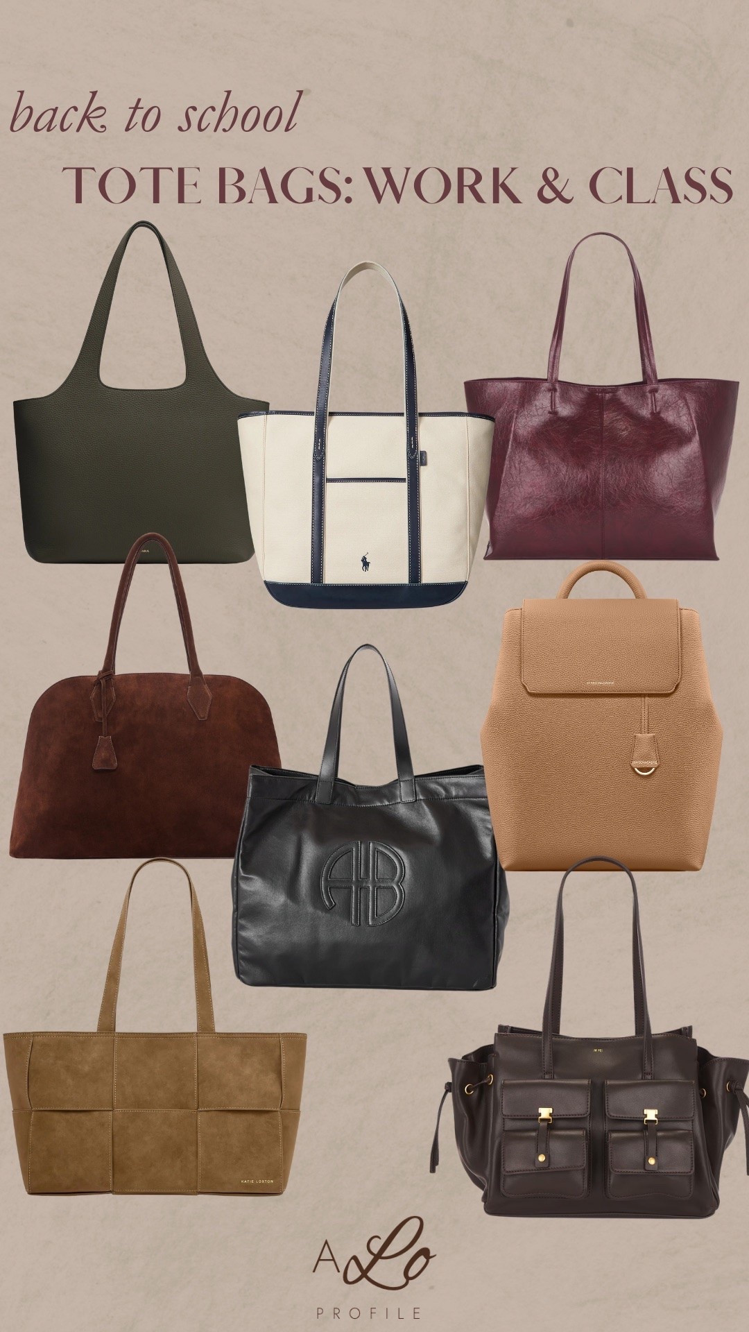 Back to School: Tote Bags for Work + School // back to school, work bag, work bags, work accessories, school bag, neutral tote, leather tote bag, tote bags for work, workwear, back to school essentials, teacher essentials