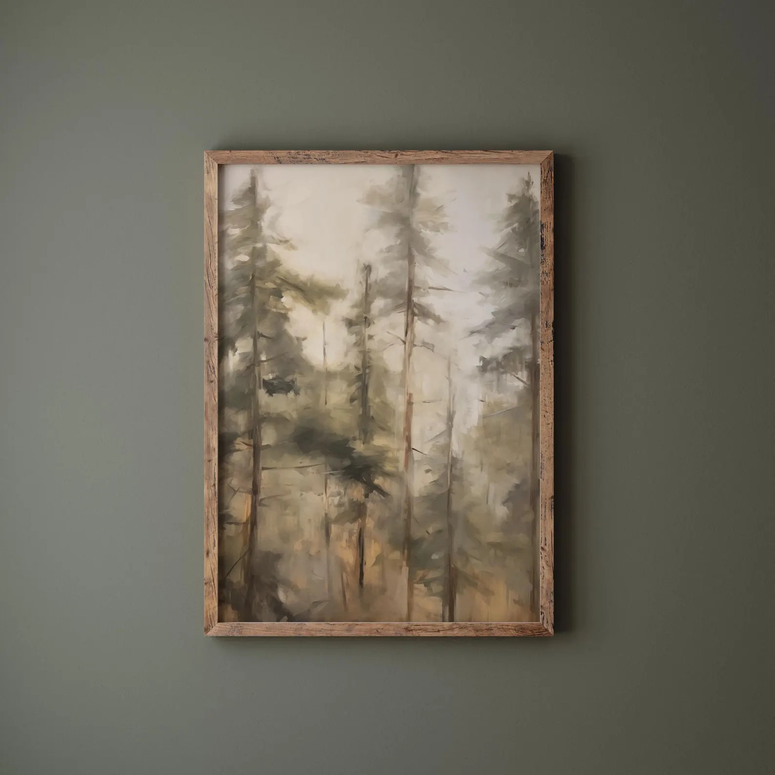 Vintage Pine Tree Wall Art | Rustic Pine Forest Painting | Sage Green Wall Art | Moody Wall Art |... | Etsy (US)