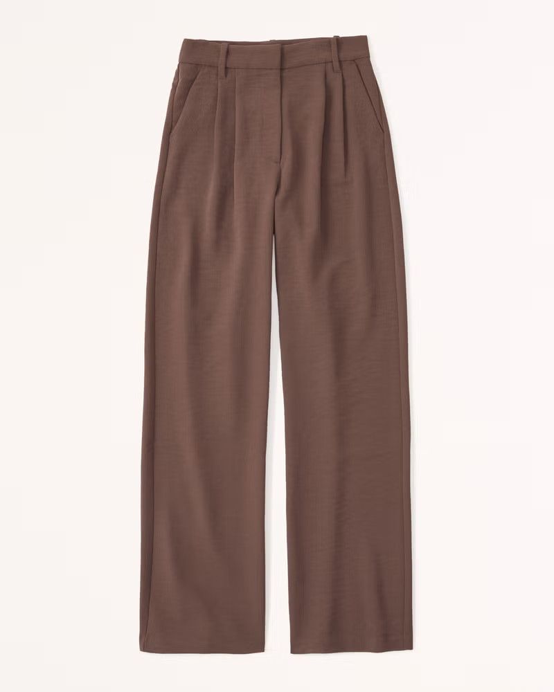 A&F Sloane Tailored Premium Crepe Pant | Brown Work Pants | Work Outfit | Work Wear Style | Abercrombie & Fitch (US)