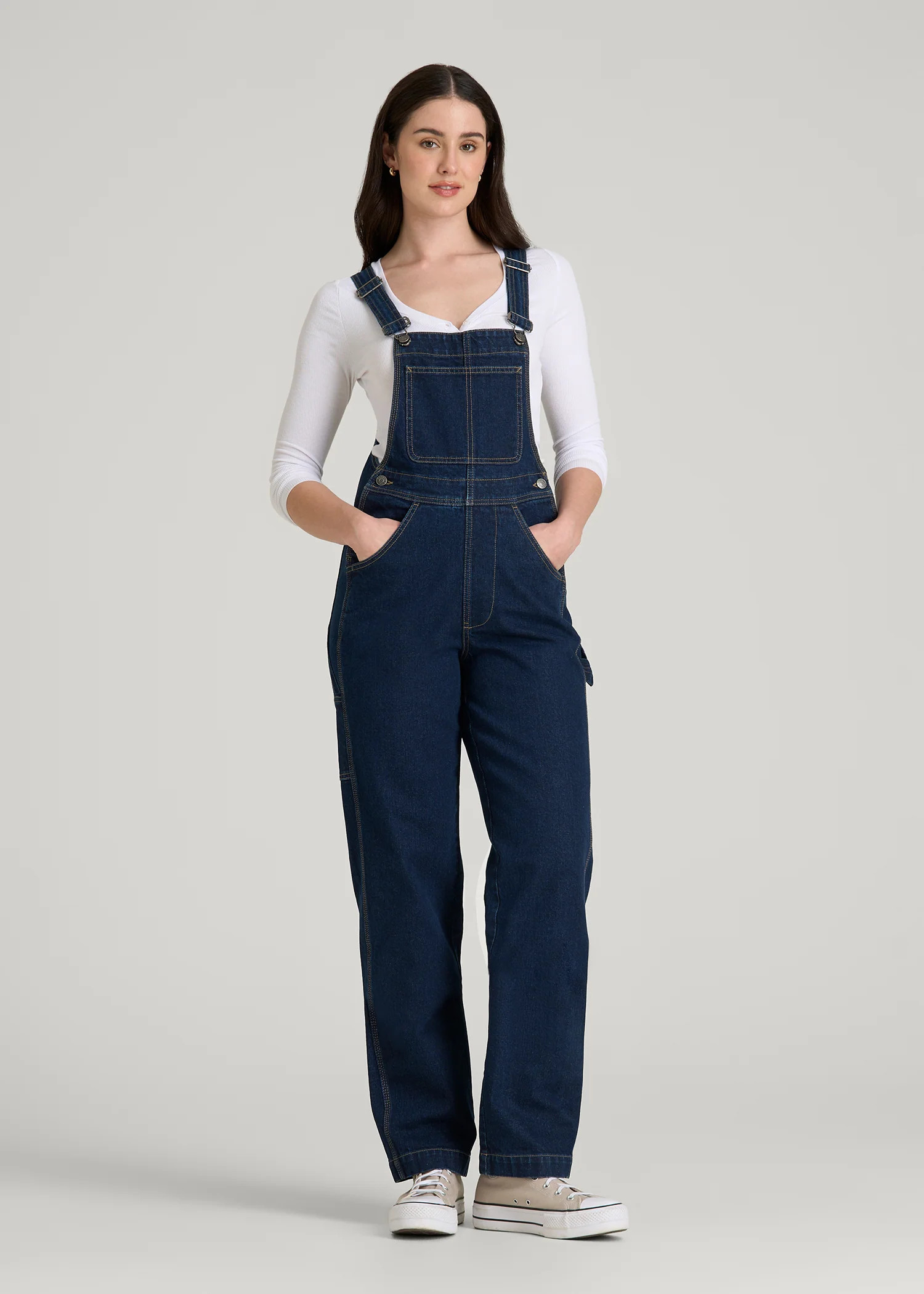 Denim Overalls for Tall Women in Deep Indigo Wash | American Tall