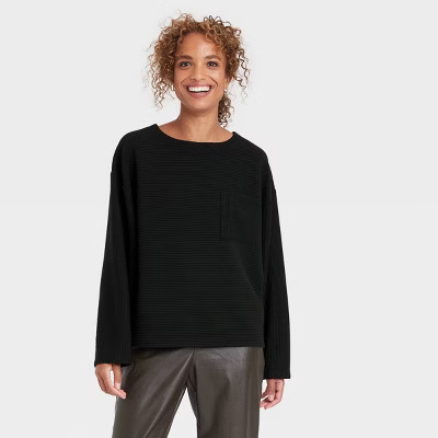 Women's Long Sleeve Ottoman T-Shirt - A New Day™ | Target
