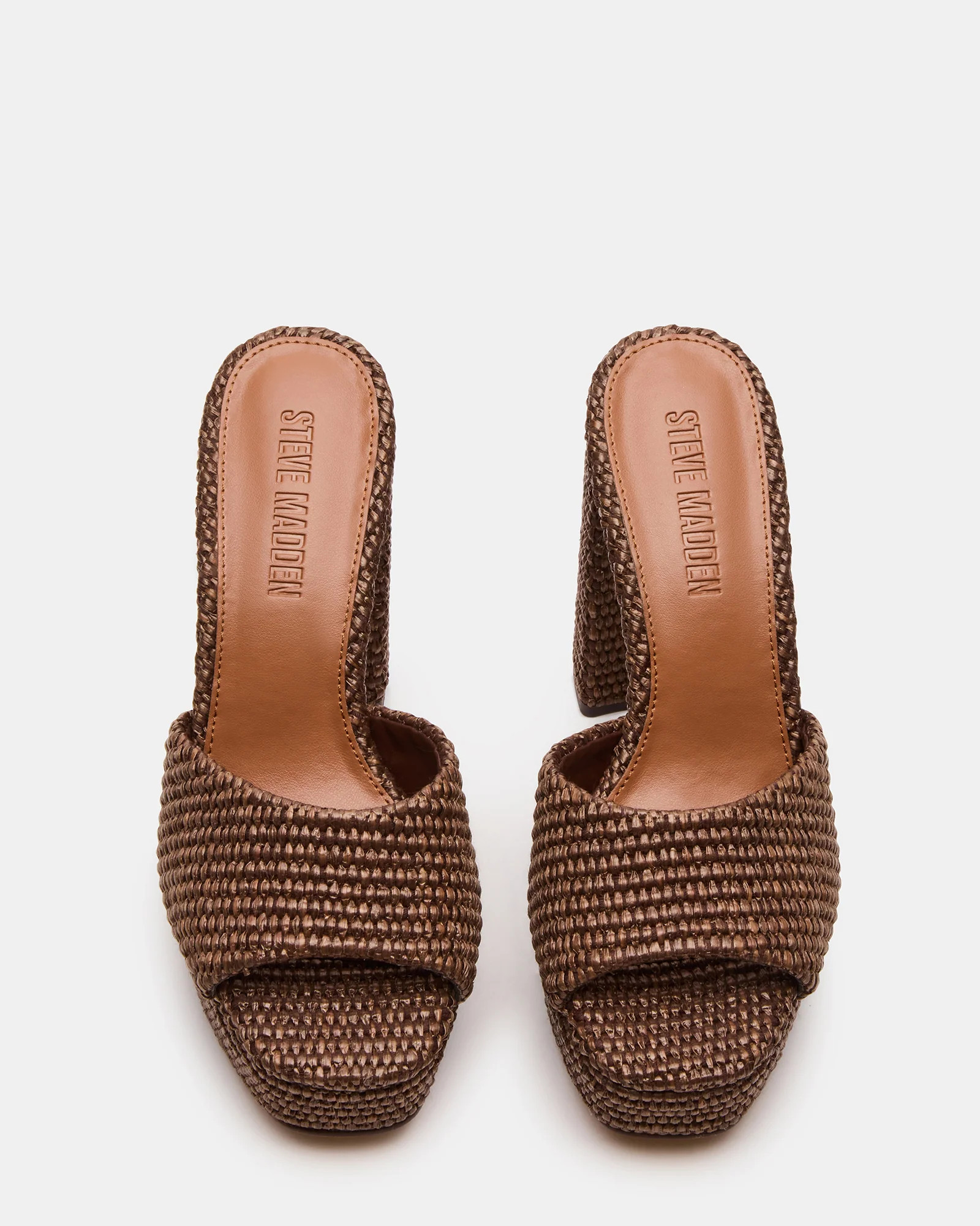 JOEL Brown Raffia Square-Toe Platform Raffia Mule Women's Heel | Steve Madden (US)