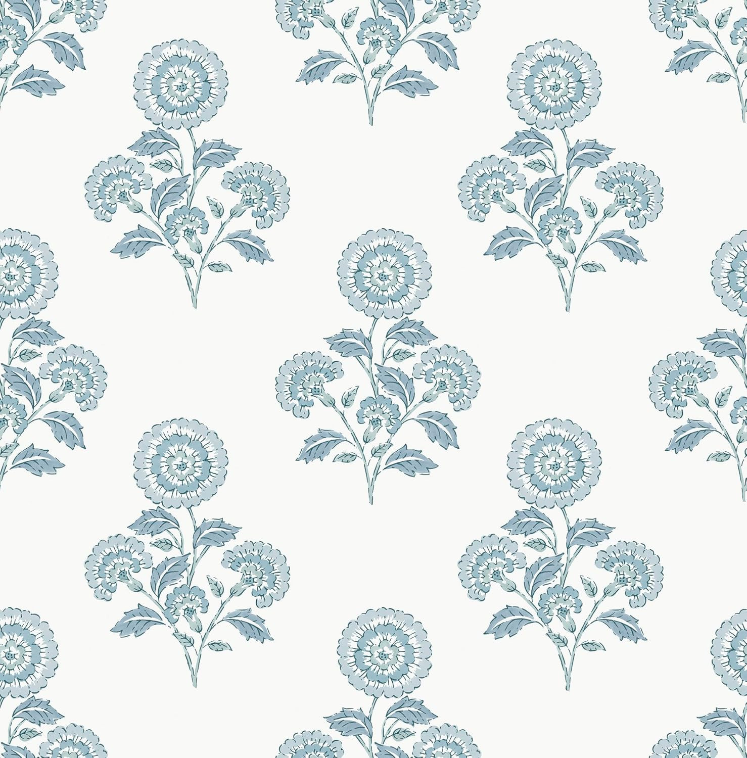 Flourish Block Print Blue on Blue Peel and Stick Wallpaper, SSS6311 | Amazon (US)