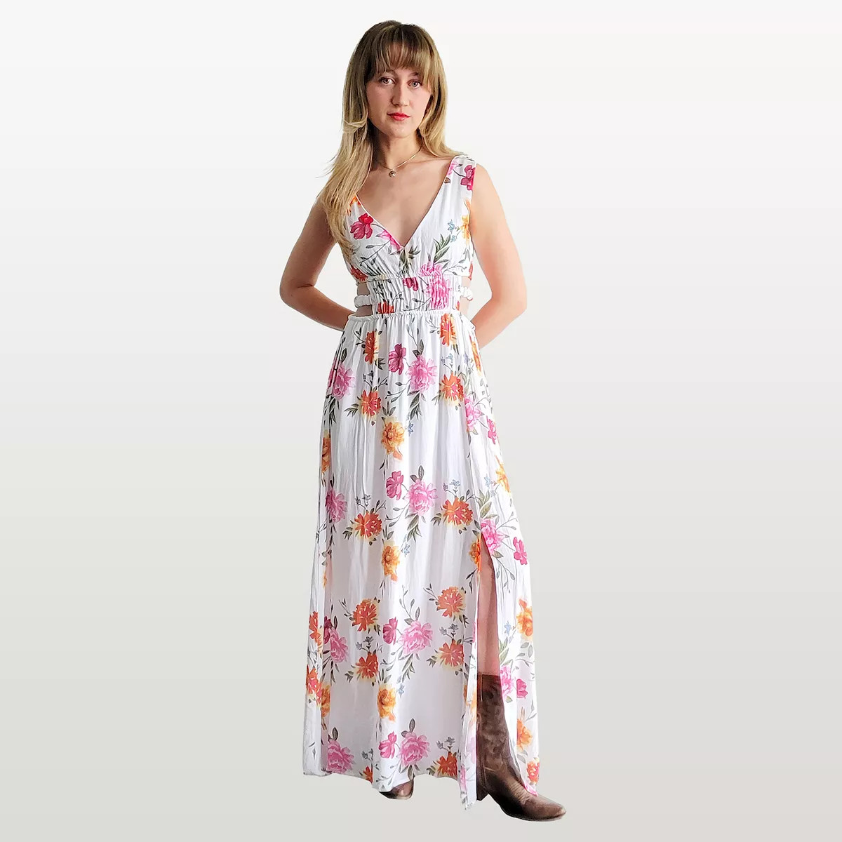 Juniors' 1412 Floral Cut Out Maxi Dress | Kohl's