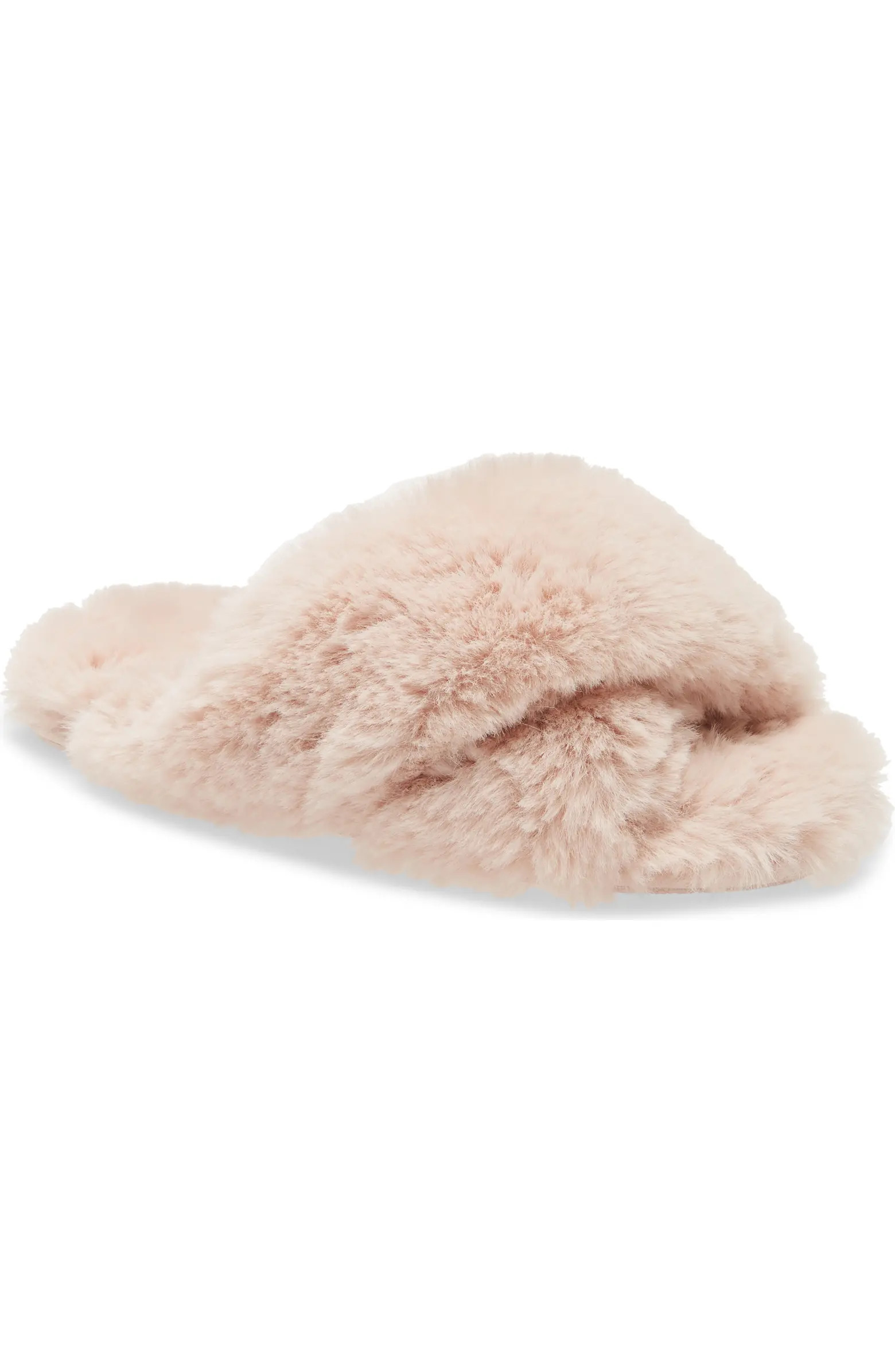 Faux Shearling Crossover Slide Slipper (Women) | Nordstrom