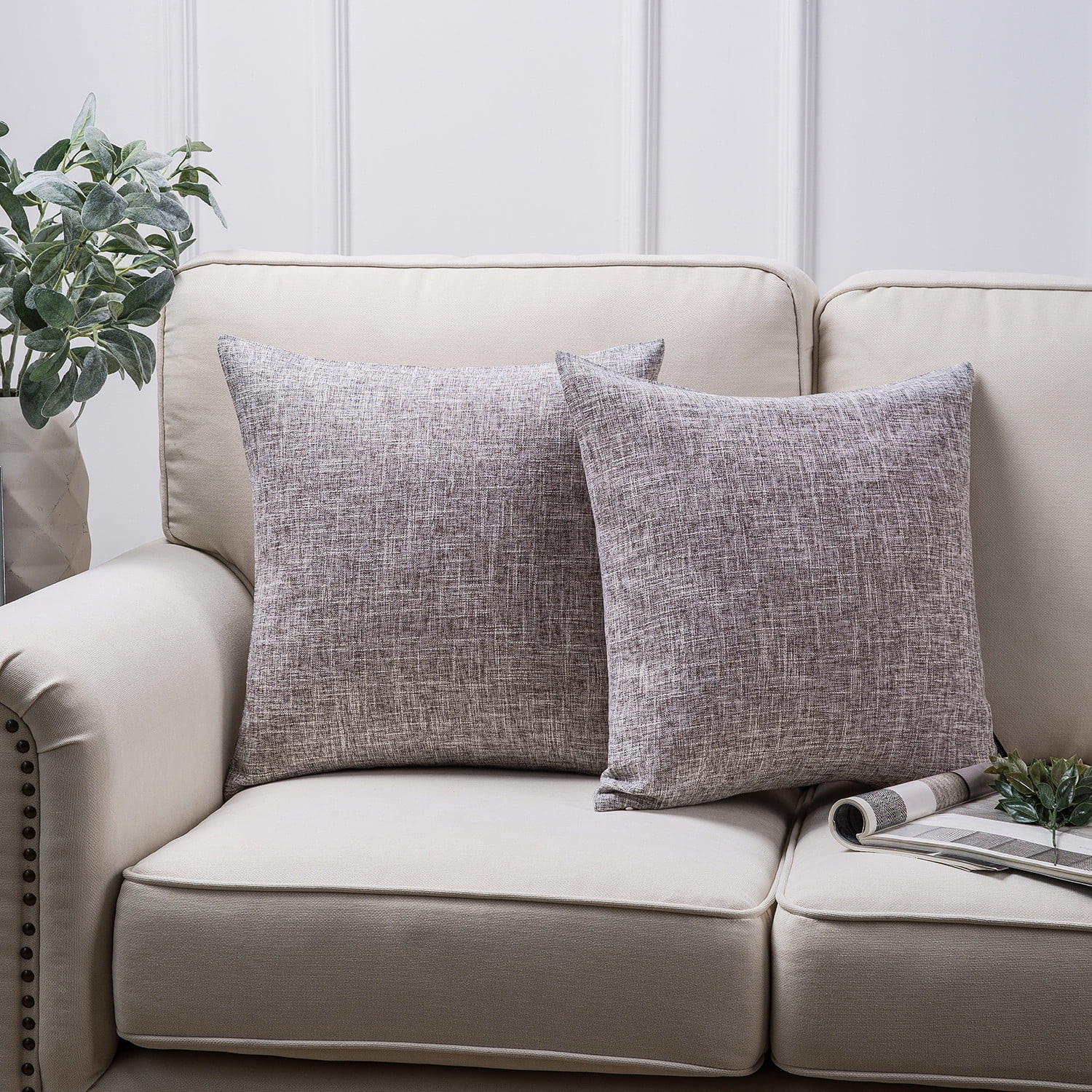 Phantoscope Textural Faux Linen Series Square Decorative Throw Pillow Cusion for Couch, 18" x 18"... | Walmart (US)