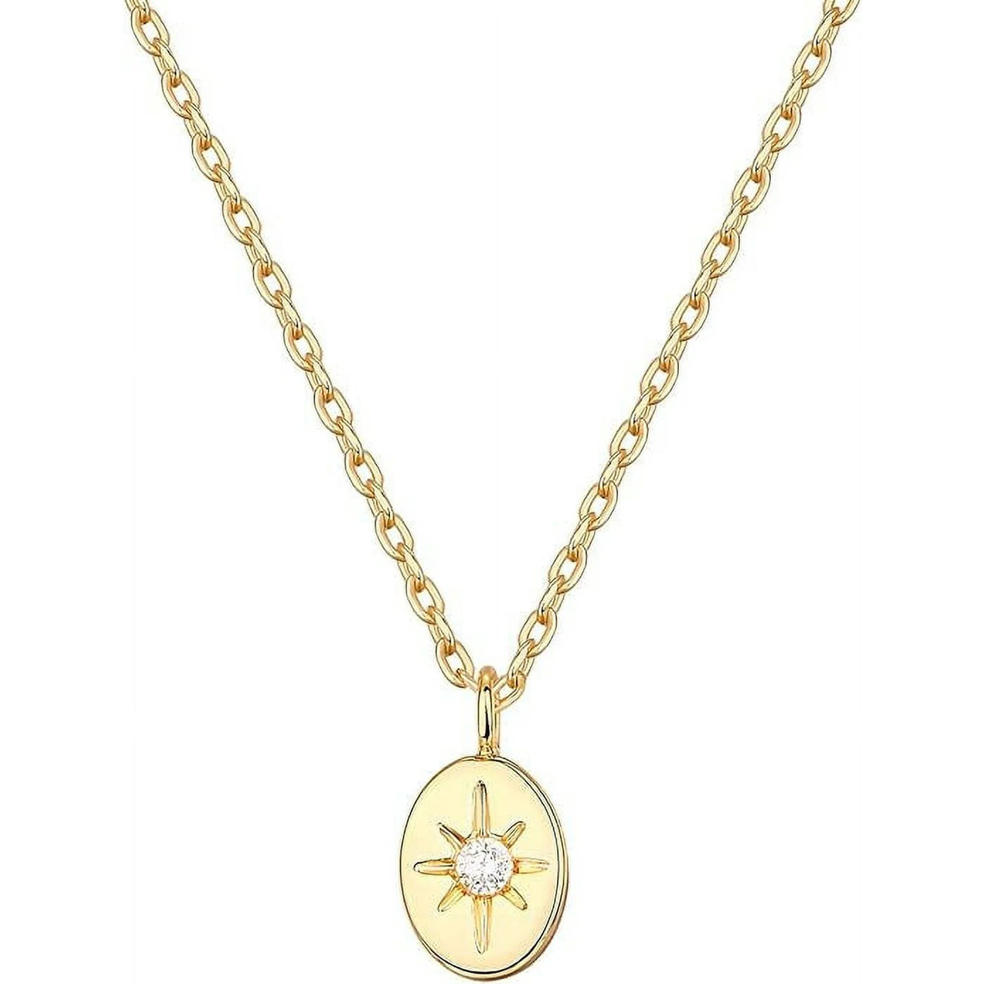 PAVOI 14K Gold Plated Charm Necklaces for Women | 8x1.6x6mm Pendant North Star Necklaces | 925 St... | Walmart (US)