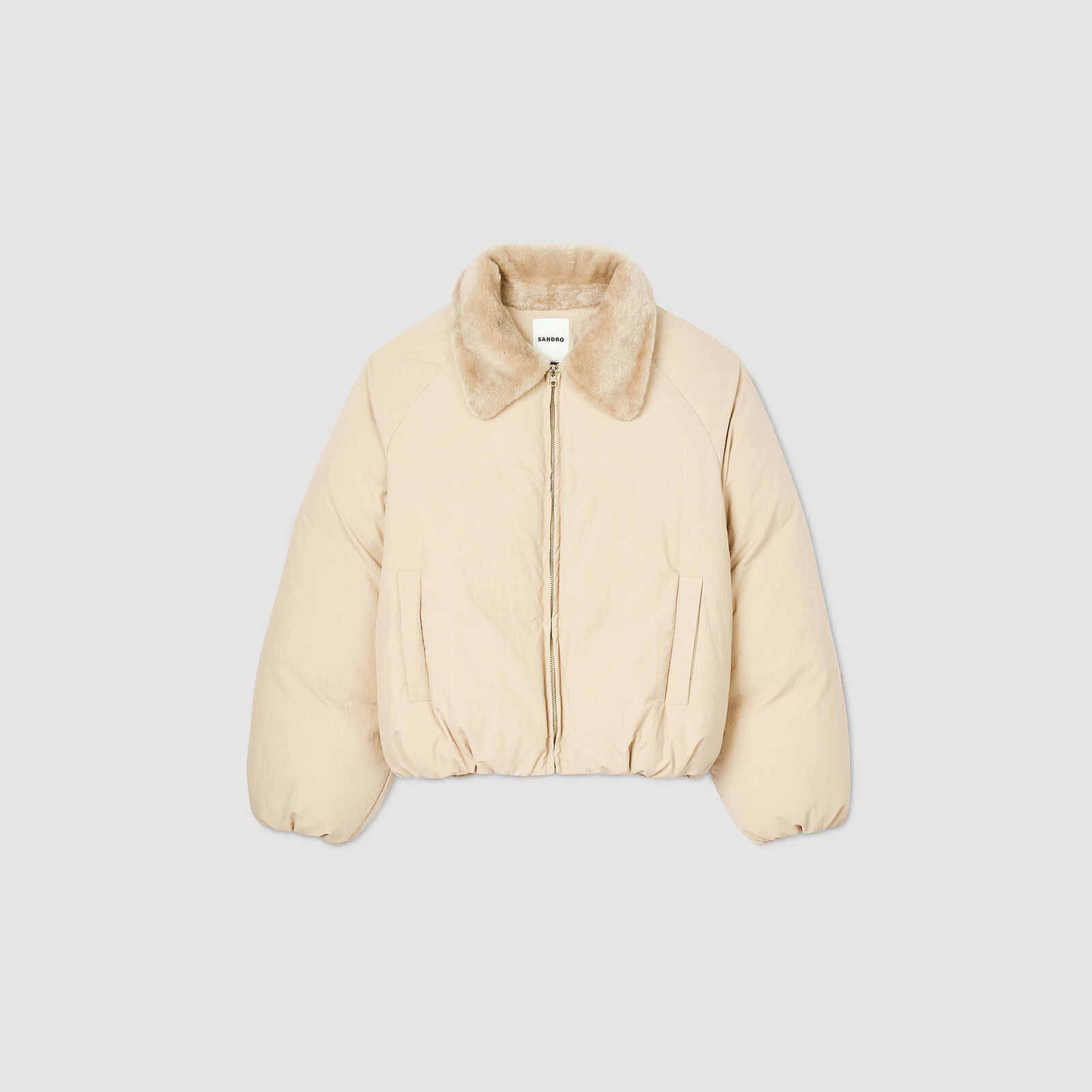 Puffer jacket with faux shearling collar | Sandro US | Sandro-Paris US