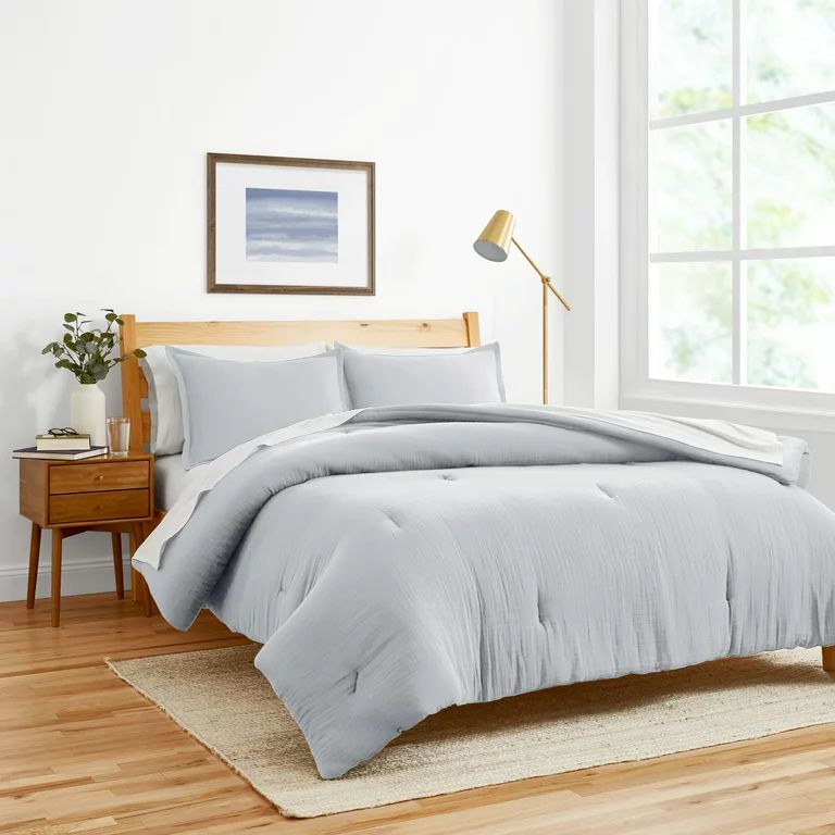 Gap Home Gauze Organic Cotton Comforter Set, Full/Queen, Gray, 3-Pieces | Walmart (US)