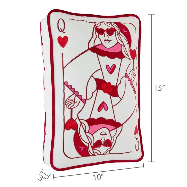 King and Queen of Hearts Card Decorative Pillow, Red and White, 10" x 15", Valentine's Day by Way... | Walmart (US)