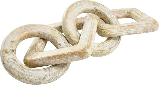 Creative Co-Op Mango Wood Chain Décor, Whitewashed Decor, Natural | Amazon (US)