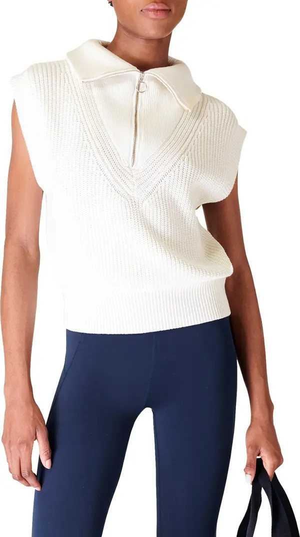 Sweaty Betty Modern Half Zip Cotton & Wool Sweater Tank | Nordstrom | Nordstrom