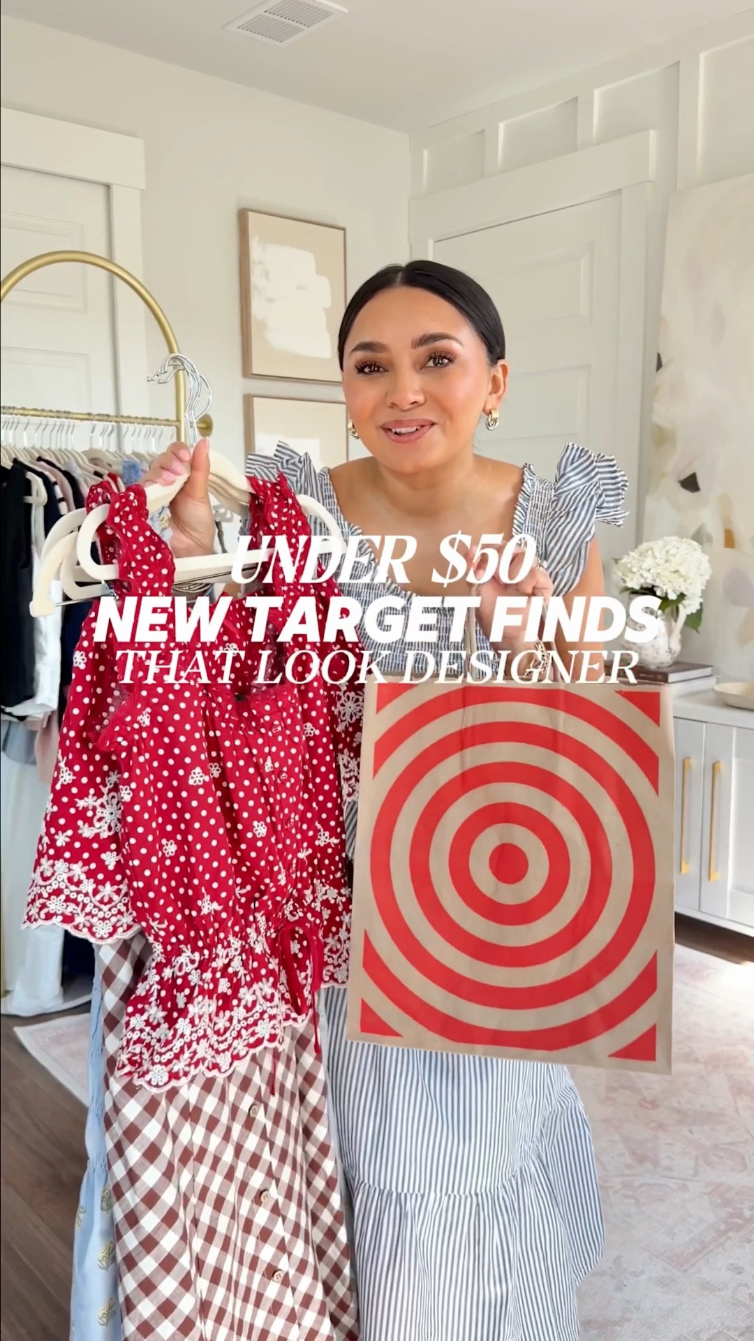 Target New Arrivals - Designer Look but Under $50!
For reference: I’m 5’0, petite, 32b bra size, and 2/26 in bottoms, pear shaped. 
*Everything I share is unaltered! TTS means true to size. Between size 5-6.5 in shoes

Blue smocked dress size xxs regular TTS


Blue floral strapless dress size xs TTS
Clear heels size 5 TTS
Navy sweater size xs TTS

Red eyelet top size xxs TTS
Red eyelet skort size xs TTS
White boots - old, similar linked

Brown gingham dress size xs TTS
Clear heels size 5 TTS

White top size xs TTS
Brown skirt size xs TTS
Clear sandals size 5 TTS

White dress size xs TTS
Brown sandals are Hermes, similar linked

#LTKgrwm #LTKootd #LTKPetite