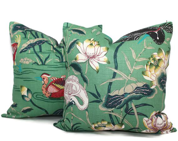 Jade Lotus Garden Decorative Pillow Cover 18x18 20x20 22x22 | Etsy | Etsy (US)