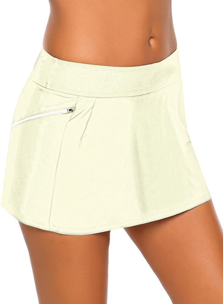 luvamia Women's High Waisted Swim Skirt Tulip Hem Shirring Swimsuit Bikini Bottoms | Amazon (US)