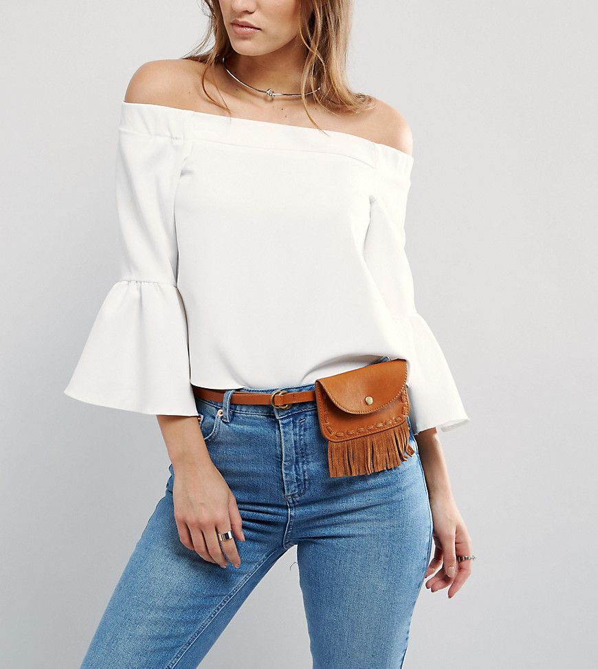 Pieces Fringed Fanny Pack Belt - Brown | ASOS US