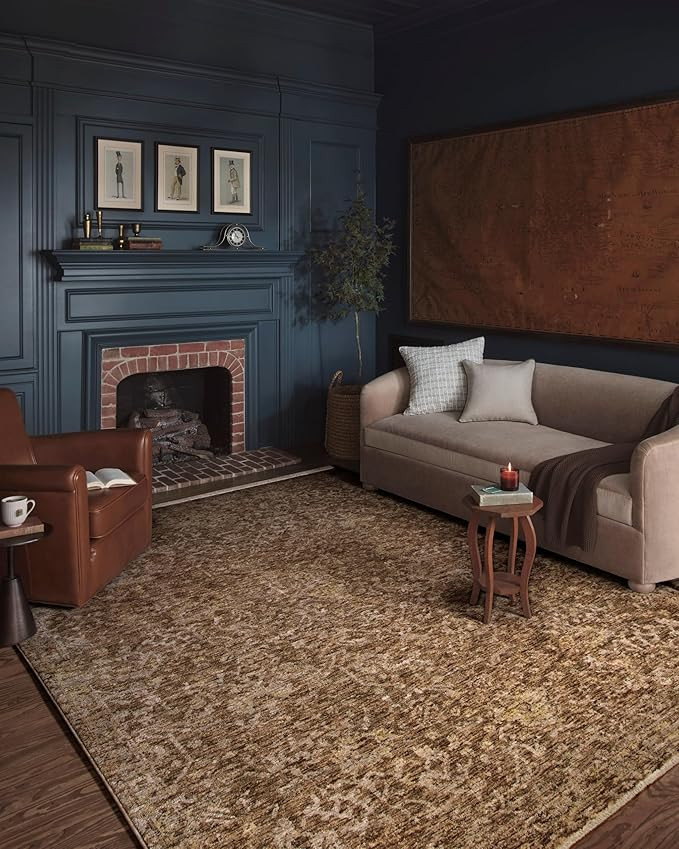 Loloi Magnolia Home by Joanna Gaines Junie Collection JUE-01 Clay/Natural 5'-3" x 5'-3", .38" Pil... | Amazon (US)