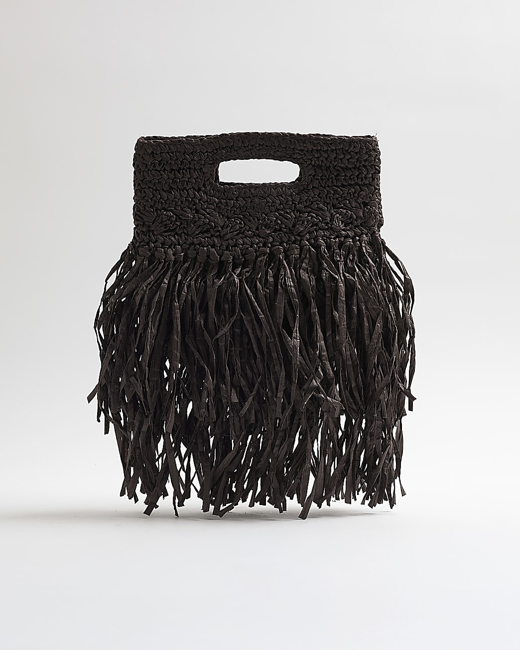 Brown Raffia Fringed Clutch Bag | River Island UK & IE