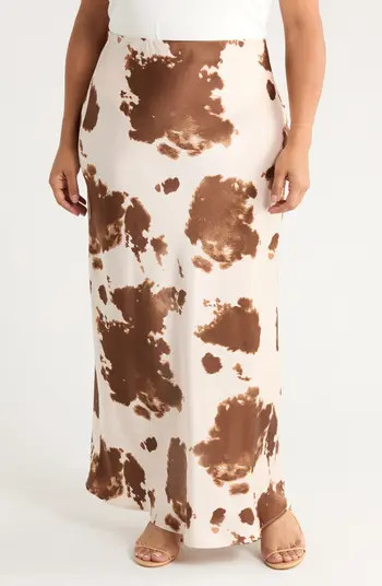 Renee C Cow Print Satin Maxi Skirt | Nordstromrack | Nordstrom Rack