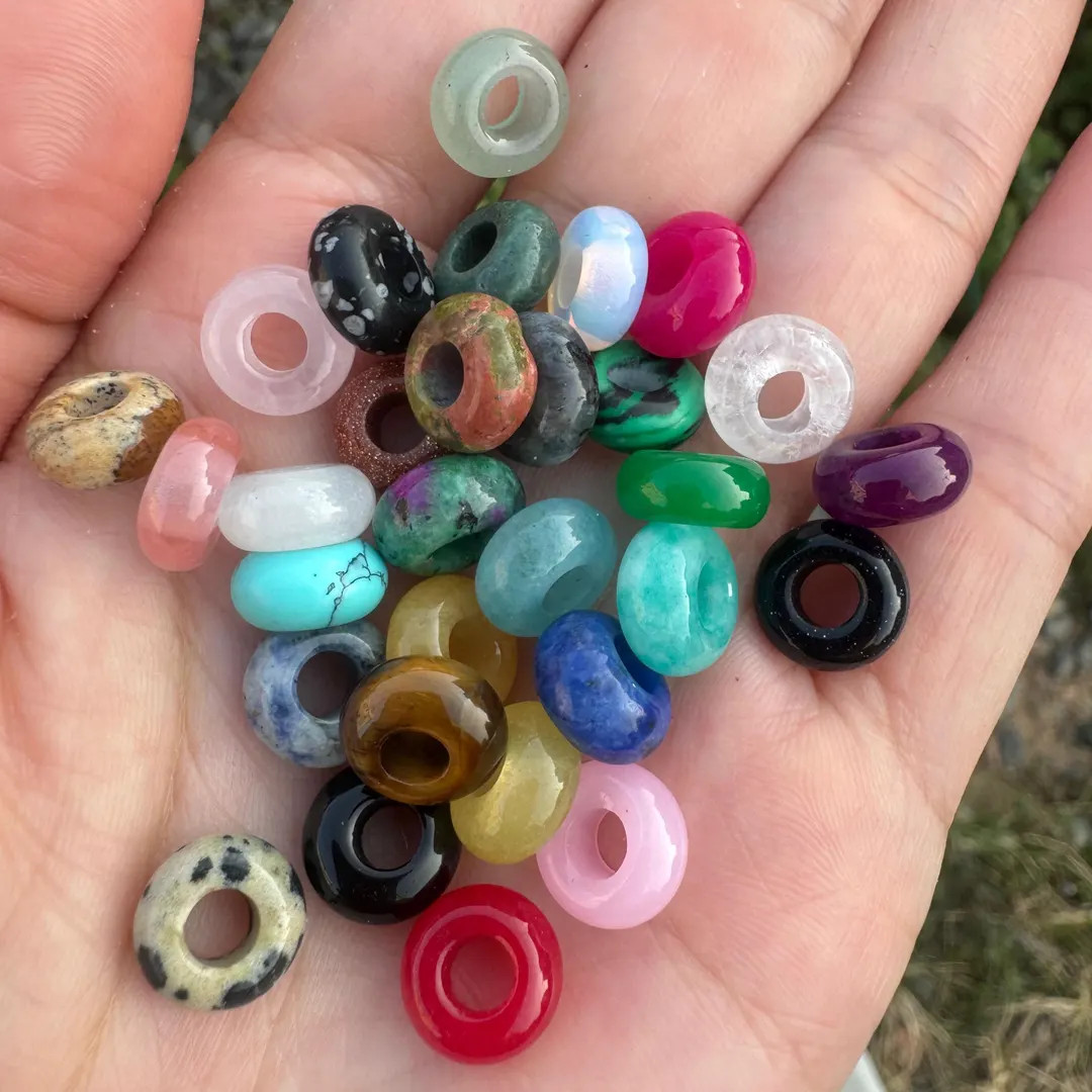 10x5 Mm Mixed Gemstone Rondelle Beads: Big Hole Multi-color Crystal, (4mm Hole) - Etsy | Etsy (US)