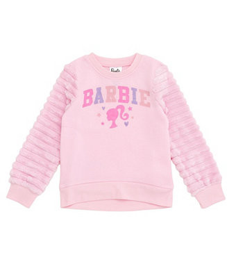 Girls Fleece Pullover Sweatshirt with Faux Fur Sleeves | Macy's