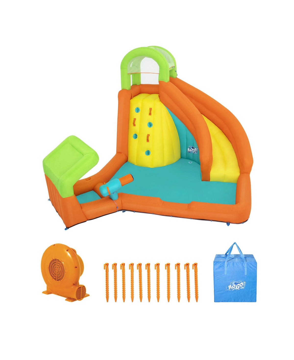 H2OGO! Canopy Cove Kids Outdoor Inflatable Mega Water Park with Slide, Climbing Wall, Water Cannon Blaster and Included Motor Blower | Macy's