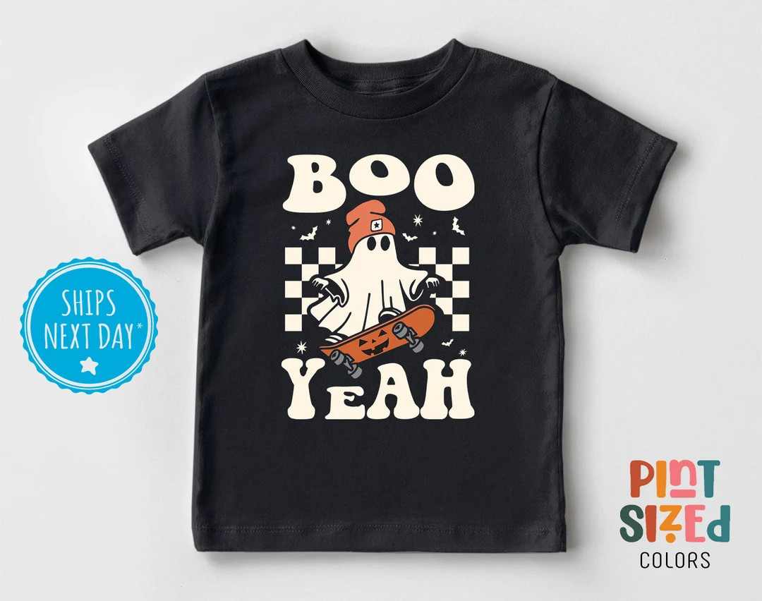 Boo Yeah Toddler Shirt Halloween Ghost Boys Tee Retro - Etsy | Etsy (US)