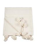 Jessika. Moroccan Pom Pom Blanket Throw, Quilt, Bedding, Wool. Medium (59 x 98 inches / 1.5 x 2.4 m) | Amazon (US)