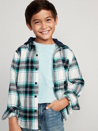 Hooded Soft-Brushed Flannel Shirt for Boys | Old Navy (US)
