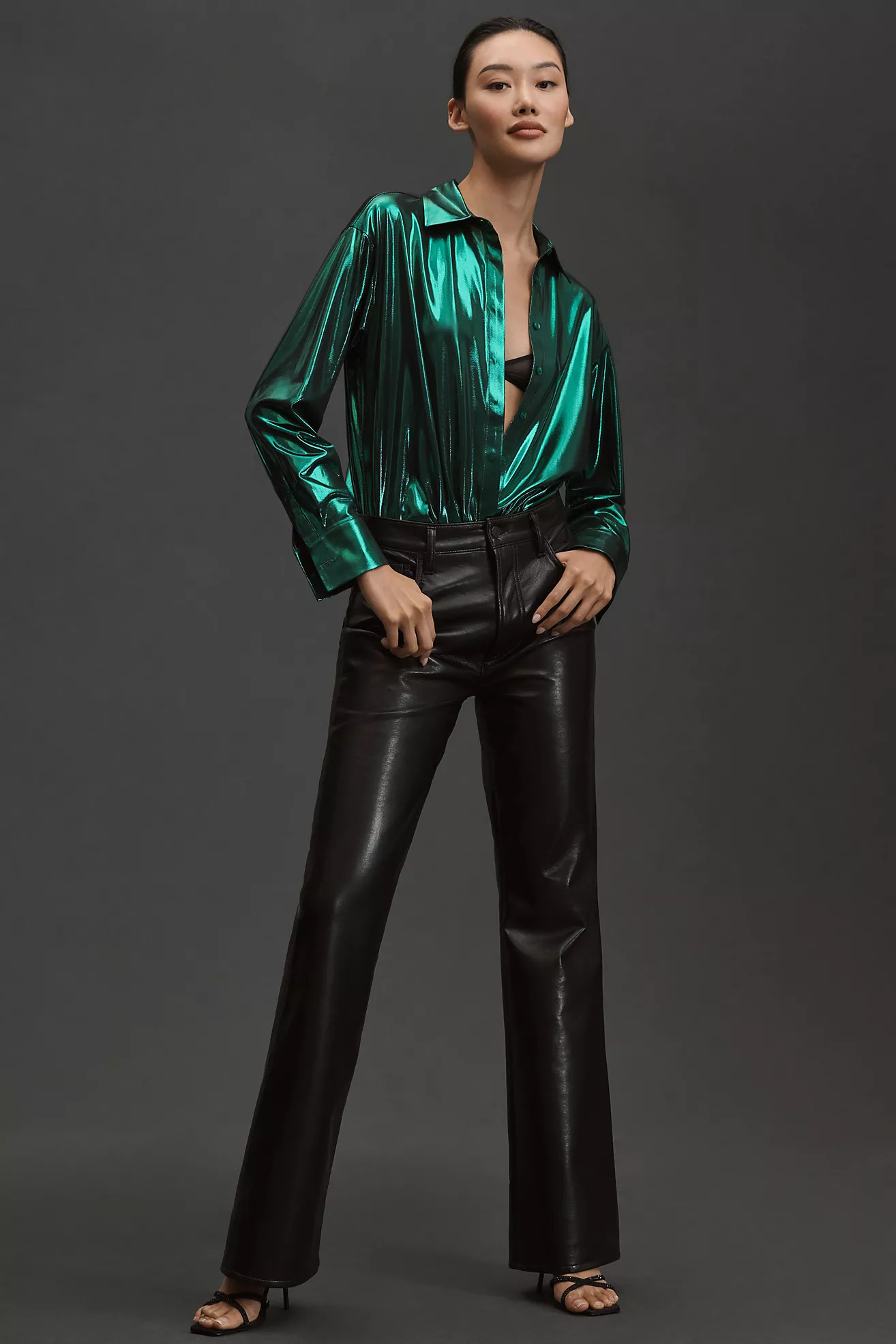 The Gillian Liquid Shine Buttondown Shirt | Anthropologie (US)