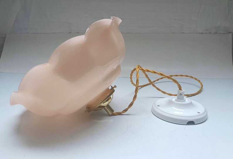 Rare French Art Deco Opaline Ceiling Lamp | Vintage Pink Glass Pendant Light | 1930s Lighting | 2... | Etsy (US)